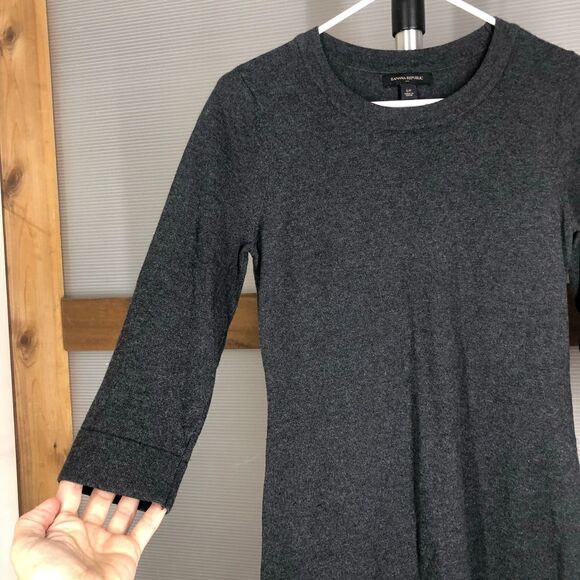 BANANA REPUBLIC FACTORY Rabbit Hair Blend Grey White Colourblock Knit Dress Sz M - Picture 2 of 6